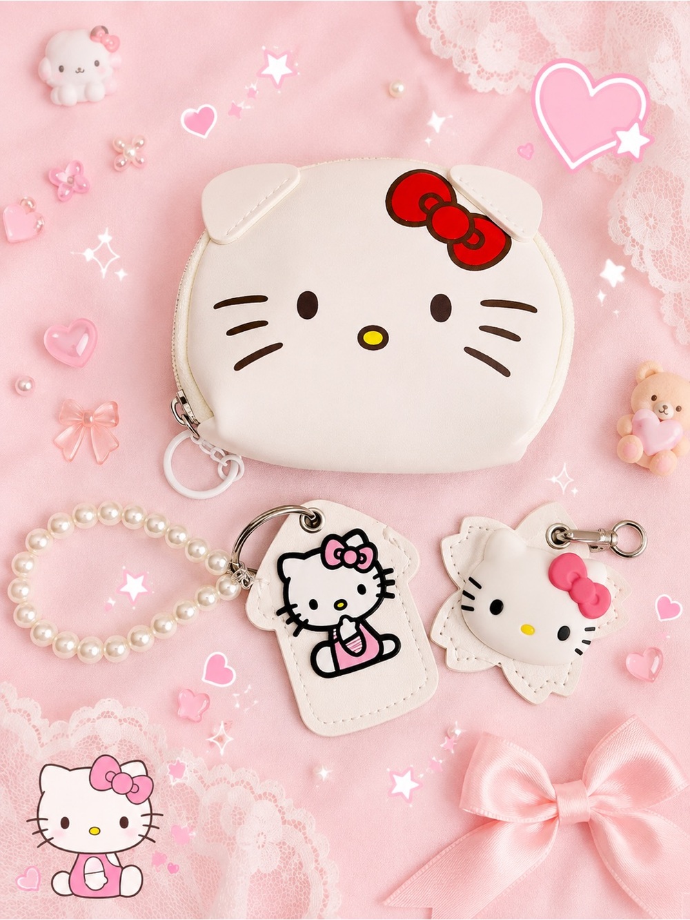 Hello Kitty Coin Purse & Interchangeable Keychain Set